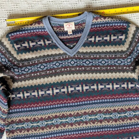 Brooks Brothers Men's Sweater Italian Yarn Fair Isle Merino Wool Size XL - Picture 3 of 7